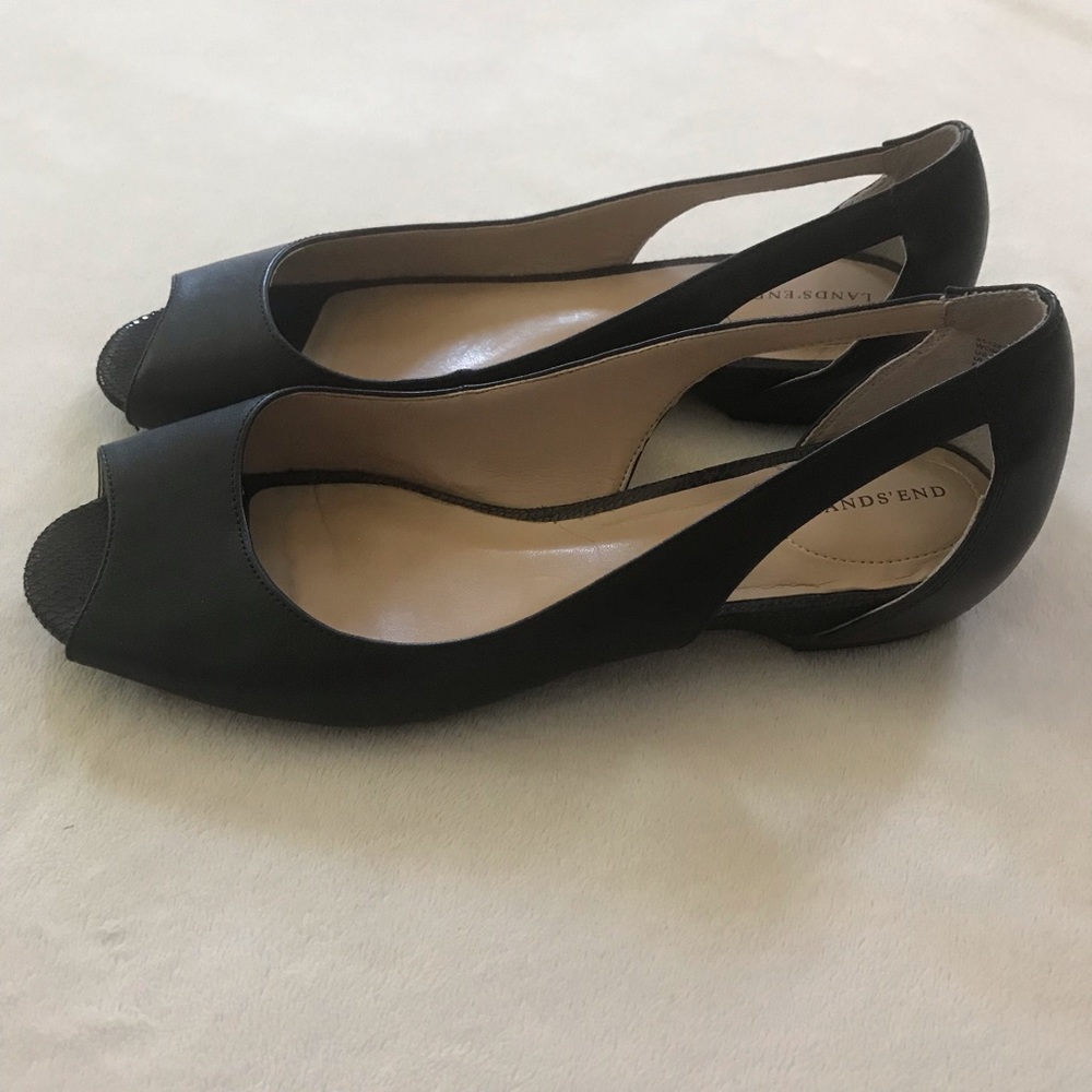Land’s End Black Peep Toe Flats